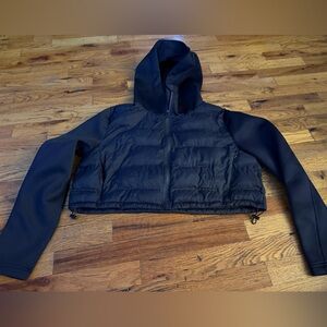 Zara Black Cropped Puffer Jacket with Hood